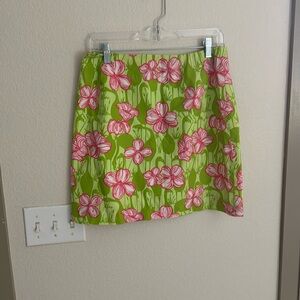 Vintage Lilly Pulitzer white label skirt green pink
